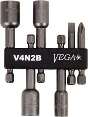 VEGA Industries - 6 Piece, Phillips, Slotted, Magnetic Nutsetters Handle, Screwdriver Bit Set - 1/4" Hex Drive - Caliber Tooling