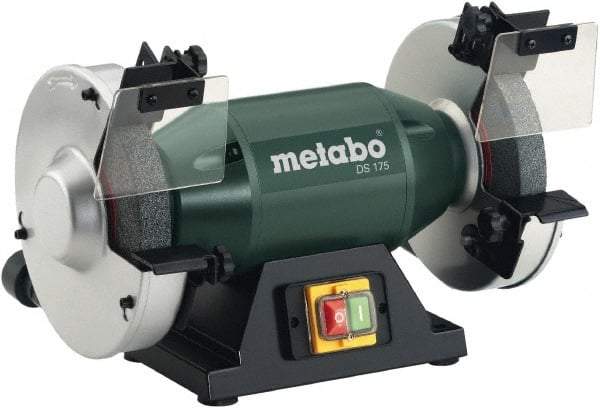 Metabo - 7" Wheel Diam x 1" Wheel Width, 1 hp Bench Grinder - 1" Arbor Hole Diam, 1 Phase, 3,570 Max RPM, 120 Volts - Caliber Tooling