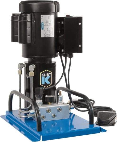 Kurt - 5,000 psi Air-Hydraulic Pump & Jack - Use with Single Acting Cylinders, Advance, Hold & Retract - Caliber Tooling