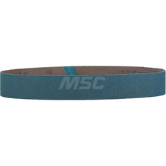 Abrasive Belt: 1-1/2″ Width, 30″ OAL, 120 Grit, Zirconia Alumina Coated, Dry