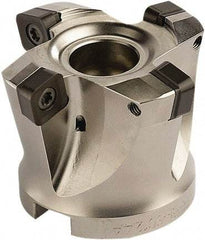 Seco - 4 Inserts, 2.0472" Cutter Diam, 0.0787" Max Depth of Cut, Indexable High-Feed Face Mill - 0.8661" Arbor Hole Diam, 0.4094" Keyway Width, 1.5748" High, SCE.. 1206.. Inserts - Caliber Tooling