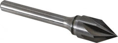 Keo - 1/2" Head Diam, 1/4" Shank Diam, 6 Flute 60° Solid Carbide Countersink - Bright Finish, 2-5/8" OAL, Single End - Caliber Tooling