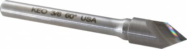 Keo - 3/8" Head Diam, 1/4" Shank Diam, 1 Flute 60° Solid Carbide Countersink - Caliber Tooling