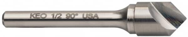 Keo - 1/2" Head Diam, 1/4" Shank Diam, 1 Flute 60° Cobalt Countersink - Bright Finish, 2" OAL, Single End - Caliber Tooling