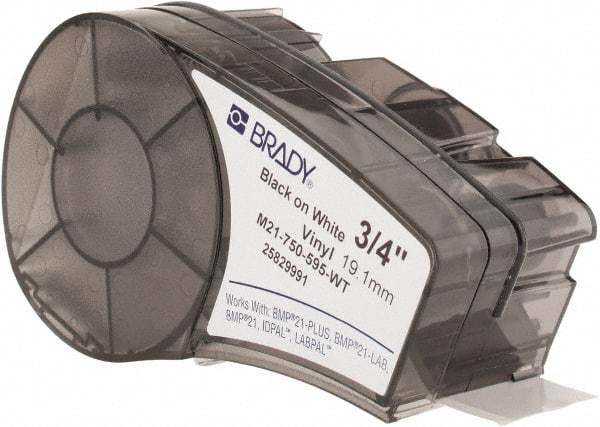 Brady - 252" Long, Black on White Vinyl Label Tape - For BMP21 Plus Portable Label Printer, LABPAL Handheld Label Maker, IDPAL Handheld Label Maker - Caliber Tooling