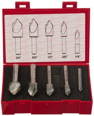 Keo - 5 Piece, 1/4 to 3/4" Head Diam, 60° Included Angle, Single End Countersink Set - Caliber Tooling