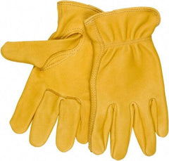 MCR Safety - Size S Deerskin General Protection Work Gloves - For Work & Driver, Uncoated, Slip-On Cuff, Natural, Paired - Caliber Tooling