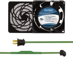 Made in USA - 115 Volts, AC, 31 CFM, Square Tube Axial Fan Kit - 0.18 Amp Rating, 3.15" High x 3" Wide x 38.5mm Deep, Includes Fan, Fan Filter, Thermostatically Controlled Fan Cord - Caliber Tooling