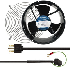 Made in USA - 230 Volts, AC, 600 CFM, Round Tube Axial Fan Kit - 0.16/0.14 Amp Rating, 254mm High x 254mm Wide x 89mm Deep, Includes Fan, Fan Filter, Fan Cord - Caliber Tooling