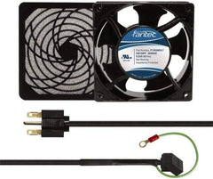 Made in USA - 230 Volts, AC, 80 CFM, Square Tube Axial Fan Kit - 0.07/0.06 Amp Rating, 120mm High x 120mm Wide x 38.5mm Deep, Includes Fan, Fan Guard, Fan Cord - Caliber Tooling