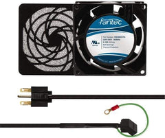 Made in USA - 230 Volts, AC, 32 CFM, Square Tube Axial Fan Kit - 0.06/0.05 Amp Rating, 3.15" High x 3" Wide x 38.5mm Deep, Includes Fan, Fan Guard, Fan Cord - Caliber Tooling