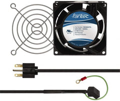 Made in USA - 230 Volts, AC, 32 CFM, Square Tube Axial Fan Kit - 0.06/0.05 Amp Rating, 3.15" High x 3" Wide x 38.5mm Deep, Includes Fan, Fan Filter, Fan Cord - Caliber Tooling