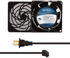 Made in USA - 115 Volts, AC, 31 CFM, Square Tube Axial Fan Kit - 0.18 Amp Rating, 3.15" High x 3" Wide x 38.5mm Deep, Includes Fan, Fan Filter, Fan Cord - Caliber Tooling