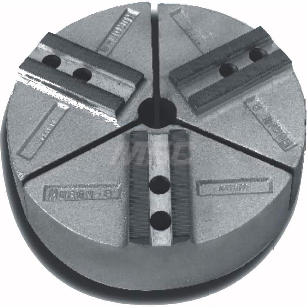 Huron Machine Products - Soft Lathe Chuck Jaws; Jaw Type: Round ; Material: Cast Iron ; Jaw Interface Type: 1.5mm x 60? Serrated ; Maximum Compatible Chuck Diameter (Inch): 10 ; Minimum Compatible Chuck Diameter (Inch): 1 ; Overall Height (Inch): 2 - Exact Industrial Supply