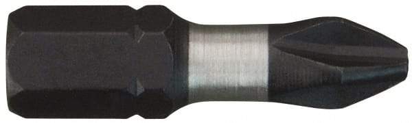 Milwaukee Tool - #2 Phillips Screwdriver Bit - 1/4" Hex Drive, 1" OAL - Caliber Tooling