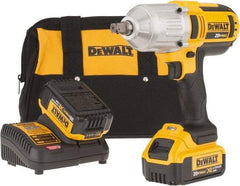 DeWALT - 1/2" Drive 20 Volt Mid-Handle Cordless Impact Wrench & Ratchet - 1,500 RPM, 2,300 BPM, 400 Ft/Lb Torque, 2 Lithium-Ion Batteries Included - Caliber Tooling