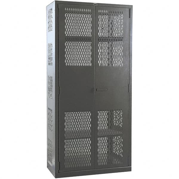 Hallowell - 4 Shelf Locking Storage Cabinet - Steel, 36" Wide x 24" Deep x 78" High, Gray - Caliber Tooling