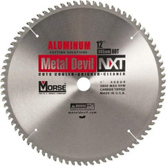 M.K. MORSE - 12" Diam, 1" Arbor Hole Diam, 80 Tooth Wet & Dry Cut Saw Blade - Steel, Standard Round Arbor - Caliber Tooling