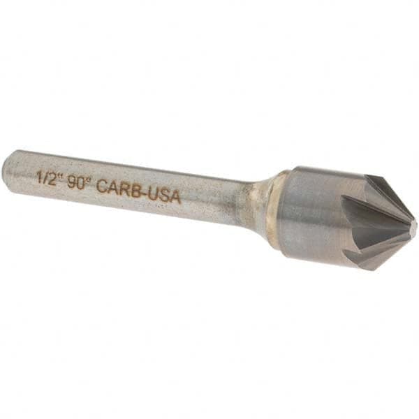 OSG - 1/2" Head Diam, 1/4" Shank Diam, Multi Flute 90° Solid Carbide Countersink - Caliber Tooling