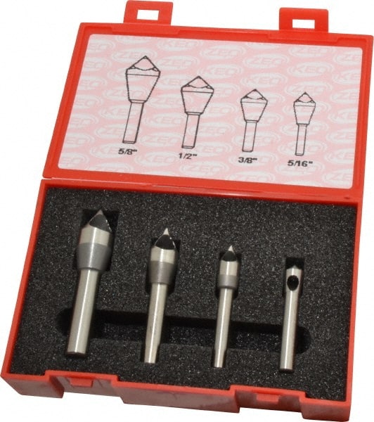 Keo - 4 Piece, 5/16 to 5/8" Head Diam, 60° Included Angle, Single End Countersink Set - Caliber Tooling