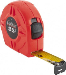 Lufkin - 25' x 1" Yellow Blade Tape Measure - 1/16" Graduation, A5 Graduation Style, High-Visibility Orange Case - Caliber Tooling