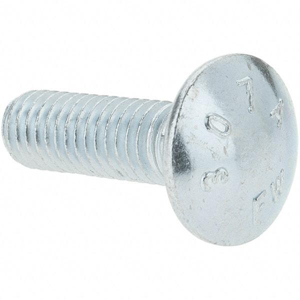 Value Collection - 3/8-16 UNC 1-1/4" Length Under Head, Standard Square Neck, Carriage Bolt - Grade 2 Steel, Zinc-Plated Finish - Caliber Tooling