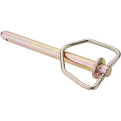 Value Collection - 5/8" Pin Diam, 7-5/8" Long, Zinc Plated Steel Pin Lock Hitch Pin - 6" Usable Length - Caliber Tooling