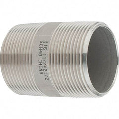 Value Collection - 1-1/2" Pipe x 2-1/2" Long, Grade 316/316L Stainless Steel Pipe Nipple - Welded & Threaded - Caliber Tooling