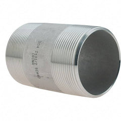 Value Collection - 2" Pipe x 3-1/2" Long, Grade 304/304L Stainless Steel Pipe Nipple - Welded & Threaded - Caliber Tooling