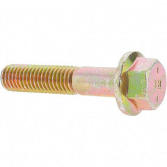 Value Collection - 1/2-13 UNC, 2-1/2" Length Under Head, Hex Drive Flange Bolt - 1-1/4" Thread Length, Grade 8 Alloy Steel, Smooth Flange, Zinc Yellow Dichromate Finish - Caliber Tooling