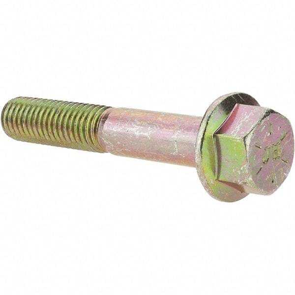 Value Collection - 1/2-13 UNC, 3" Length Under Head, Hex Drive Flange Bolt - 1-1/4" Thread Length, Grade 8 Alloy Steel, Smooth Flange, Zinc Yellow Dichromate Finish - Caliber Tooling