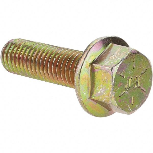 Value Collection - 1/2-13 UNC, 1-3/4" Length Under Head, Hex Drive Flange Bolt - 1-3/4" Thread Length, Grade 8 Alloy Steel, Smooth Flange, Zinc Yellow Dichromate Finish - Caliber Tooling