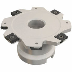 Iscar - Shell Mount B Connection, 0.118" Cutting Width, 26mm Depth of Cut, 100mm Cutter Diam, 27mm Hole Diam, 12 Tooth Indexable Slotting Cutter - FDN-LN08 Toolholder, LNET Insert, Right Hand Cutting Direction - Caliber Tooling