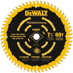 DeWALT - 7-1/4" Diam, 5/8" Arbor Hole Diam, 60 Tooth Wet & Dry Cut Saw Blade - Carbide-Tipped, Diamond Arbor - Caliber Tooling