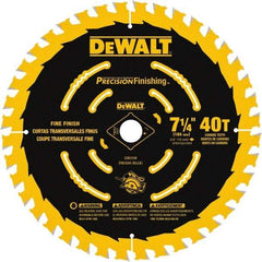 DeWALT - 7-1/4" Diam, 5/8" Arbor Hole Diam, 40 Tooth Wet & Dry Cut Saw Blade - Carbide-Tipped, Diamond Arbor - Caliber Tooling