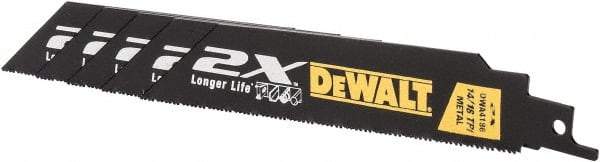 DeWALT - 6" Long x 1" Thick, Bi-Metal Reciprocating Saw Blade - Straight Profile, 14 to 18 TPI, Toothed Edge - Caliber Tooling