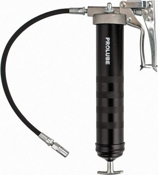 PRO-LUBE - 7,500 Max psi, Flexible Pistol Grease Gun - 14 oz (Cartridge) Capacity, 1/8 Thread Outlet, 40 Strokes per oz, Bulk, Cartridge, Filler Pump & Suction Fill, Includes 4 Jaw Coupler - Caliber Tooling