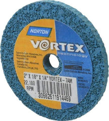 Norton - 2" Diam, 1/8" Face Width, 1/4" Center Hole, Medium Grade, Aluminum Oxide Deburring Wheel - Unitized, Medium Density 7 Grade - Caliber Tooling