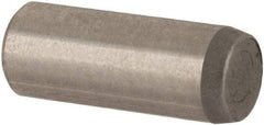 Made in USA - 3mm Diam x 8mm Pin Length Alloy Steel Standard Dowel Pin - Bright Finish, C 47-58 & C 60 (Surface) Hardness, 1 Beveled & 1 Rounded End - Caliber Tooling