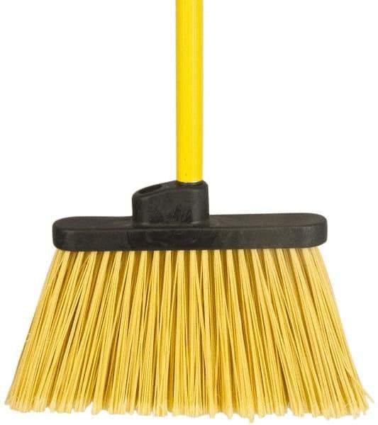 PRO-SOURCE - 12" Wide, Yellow Polypropylene Bristles, 48" Vinyl-Coated Metal Handle, Angled Broom - Flagged - Caliber Tooling