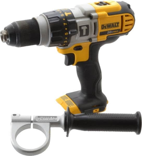 DeWALT - 20 Volt 1/2" Keyless Chuck Cordless Hammer Drill - 0 to 9,775, 0 to 22,950 & 0 to 34,000 BPM, 0 to 575, 0 to 1,350 & 0 to 2,000 RPM, Reversible, Mid-Handle - Caliber Tooling