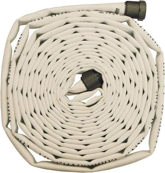 Dixon Valve & Coupling - 1-1/2" ID, 360 Working psi, White Polyester Fire Hose - Male x Female NST (NH) Ends, 25' Long, 1,080 Burst psi - Caliber Tooling