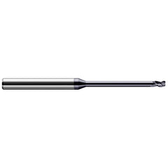 Corner Radius End Mill: 1/8″ Dia, 3/16″ LOC, 0.01″ Radius, 3 Flutes, Solid Carbide 3″ OAL, 1/8″ Shank Dia, 30 ° Helix, AlTiN Coated, Corner Radius End