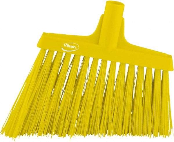 Vikan - 9-1/2" Wide, Yellow Synthetic Bristles, Angled Broom - Caliber Tooling