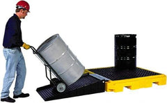 UltraTech - 75 Gal Sump, 9,000 Lb Capacity, 4 Drum, Polyethylene Spill Deck or Pallet - 63" Long x 62" Wide x 9" High, Liftable Fork, Low Profile, 2 x 4 Drum Configuration - Caliber Tooling