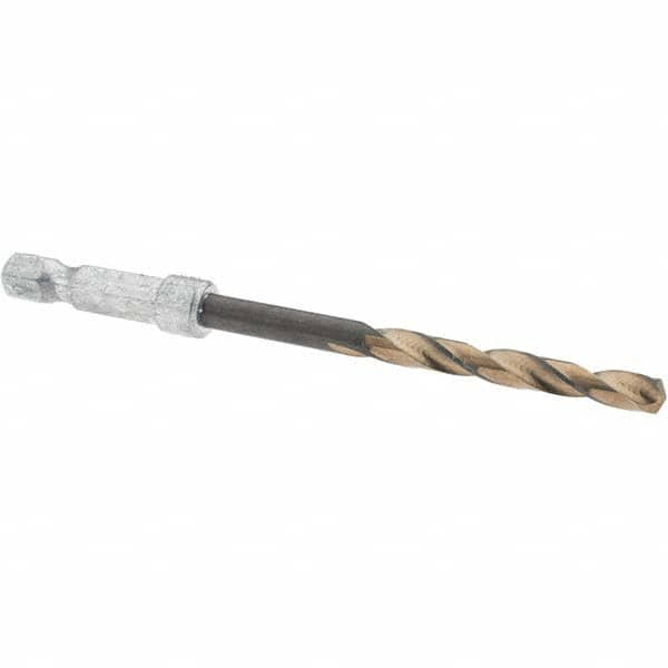 Made in USA - 3/16" High Speed Steel, 135° Point, Hex Shank Maintenance Drill Bit - Caliber Tooling