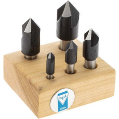 Import - 5 Piece, 1/4 to 3/4" Head Diam, 82° Included Angle, Single End Countersink Set - Caliber Tooling