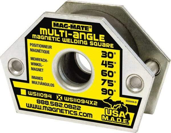 Mag-Mate - 4-3/8" Wide x 1-9/16" Deep x 3" High Ceramic Magnetic Welding & Fabrication Square - 110 Lb Average Pull Force - Caliber Tooling