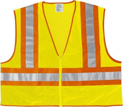 MCR Safety - Size M High Visibility Lime Mesh General Purpose Vest - 24" Chest, ANSI 107-2015, Zipper Closure, 2 Pockets, Polyester - Caliber Tooling