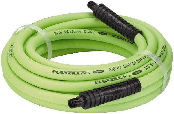 Legacy - 3/8" ID x 0.61" OD 25' Long Multipurpose Air Hose - MNPT x MNPT Ends, 300 Working psi, 140°, 1/4" Fitting, Green - Caliber Tooling